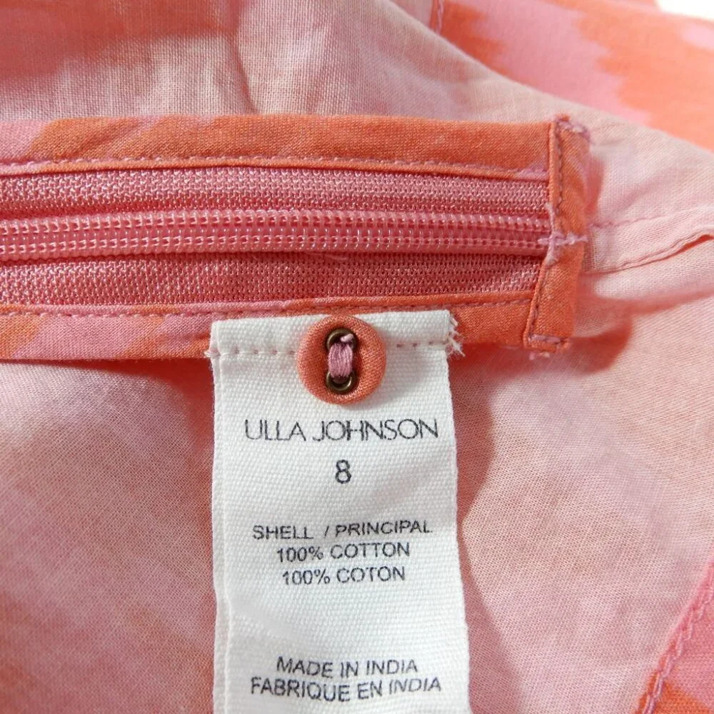 ULLA JOHNSON Iris Tank Size 8 Tie Shoulder Bougainvillea Chevron Poplin NEW $245 - Picture 14 of 16